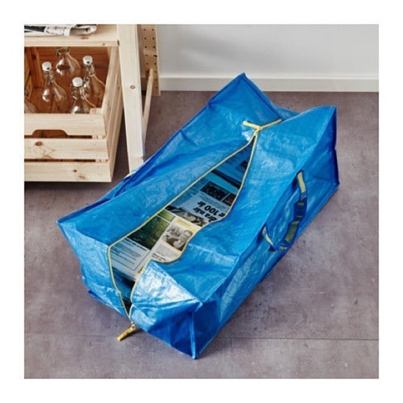 NEW IKEA Large Frakta Plastic Shopping Recycle Tote XL Blogger Favorite Tarp - Picture 2 of 7
